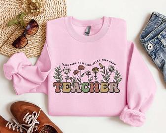 Teacher Embroidered Sweatshirt, Teacher Crewneck Sweatshirt Gift For Teacher | Mazezy