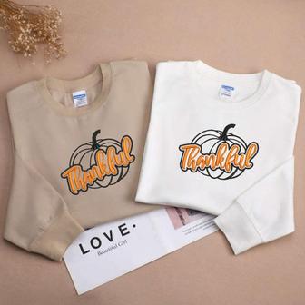Thanksgiving Pumpink Fall Embroidered Sweatshirt Crewneck Sweatshirt For Men And Women | Mazezy CA