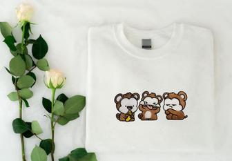 Three Monkey Embroidered Sweatshirt Crewneck Sweatshirt For Family | Mazezy AU
