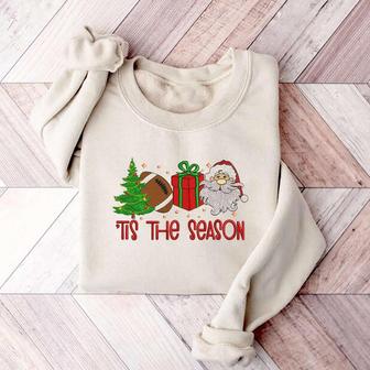 Tis The Season Christmas Tree Machine Embroidery Sweatshirt, Santa Gifts | Mazezy CA