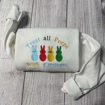 Treat Peeps with Kindness Embroidered Sweatshirt Crewneck Sweatshirt Gift For Family | Mazezy DE