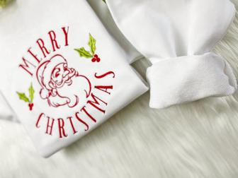 Vintage Santa Christmas Embroidered Sweatshirt, Best Gift For Christmas | Mazezy UK
