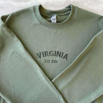 Virginia Embroidered Sweatshirt Crewneck Sweatshirt Gift For Family | Mazezy UK