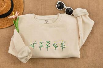 Wildflowers Crewneck Sweatshirt Embroidered, Floral Embroidered Sweatshirt For Mama | Mazezy CA