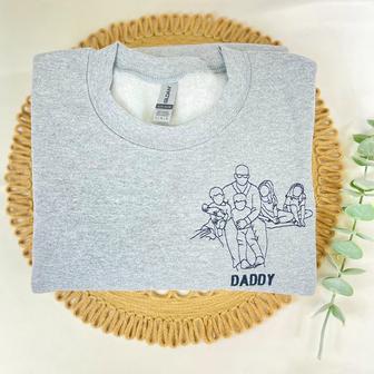 Custom Family Embroidered Sweatshirt Outline Photo Couple Sweatshirt | Mazezy