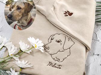 Custom Pet Portrait Embroidered Sweatshirt Custom Pet Portrait Gifts | Mazezy
