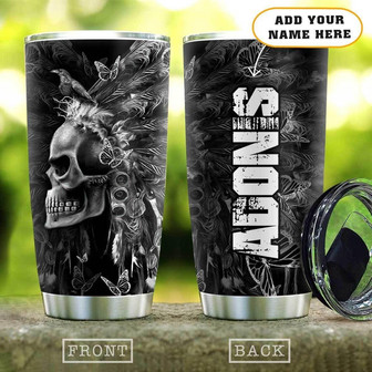 Gothic Skull Butterfly Personalized Stainless Steel Tumbler - Thegiftio