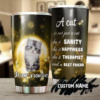 A Cat A Therapist A Best Friend Personalized Tumblercat Tumbler Gift For Cat Mom Cat Dad Gift For Cat Lovercat Day Gift - Thegiftio UK