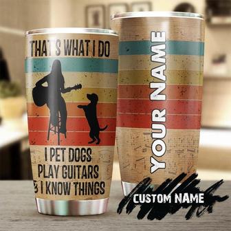 A Woman With Guitar And Her Dog Personalized Tumbler Gift For Dog Mom Mother'S Day Gift Gift For Dog Lover Guitar Player - Thegiftio UK