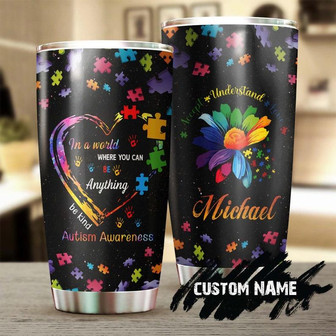 Gift For Autism Parent Autism Awareness Heart Flower Personalized Stainless Steel 20oz Tumbler Autism Tumbler Autism Gift Gift For Autism Child - Thegiftio