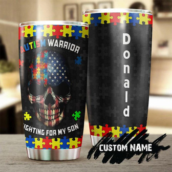 Autism Fighting Warrior Personalized Steel Tumbler Autism Tumbler Autism Gift Gift For Autism Parent Gift For Autism Child - Thegiftio UK