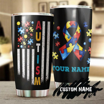 Autism Flag Colorful Personalized Stainless Steel Tumbler Autism Tumbler Autism Gift Gift For Autism Parent Gift For Autism Child - Thegiftio