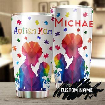 Autism Mom Colorful Pattern Personalized Steel Tumbler Autism Tumbler Mother'S Day Gift Gift For Autism Parent Gift For Autism Child - Thegiftio UK