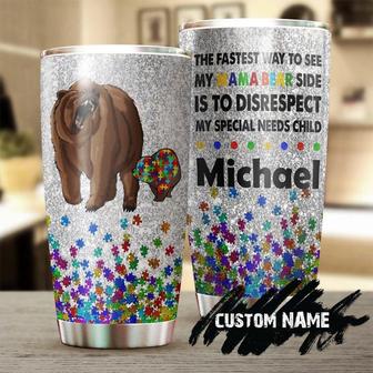 Gift For Autism Child, Autism Tumbler, The Fastest Way To See My Mama Bear Personalized Stainless Steel 20oz Tumbler Autism Mom Tumbler Mother's Day Gift - Thegiftio UK