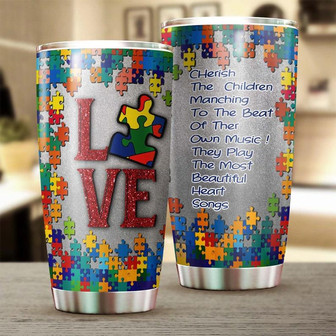 Autism The Most Beautiful Heart Steel Tumbler Autism Tumbler Autism Gift Gift For Autism Parent Gift For Autism Child Meaning Gift - Thegiftio