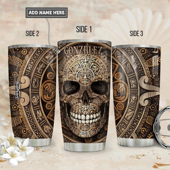 Aztec Skull Personalized Stainless Steel Tumbler - Thegiftio UK