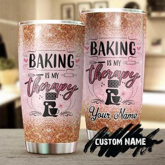 Baking Is My Therapy Personalized Stainless Steel Tumbler Baking Tumbler Baker Gift Gift For Her Women Baking Gift - Thegiftio