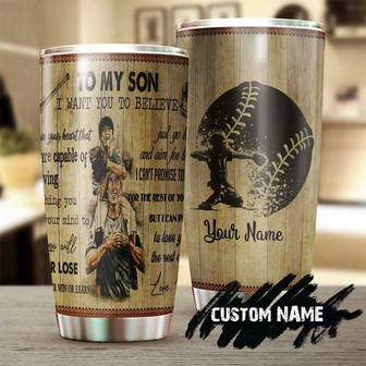 Baseball Dad To My Son Vintage Personalized Tumblerbirthday Christmas Gift Day For Son From Dad - Thegiftio UK