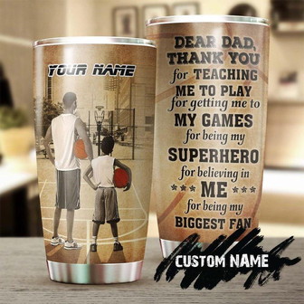 Basketball Thank You Dad Personalized Tumblerbirthday Christmas Gift Father'S Day Gift For Dad From Son - Thegiftio UK