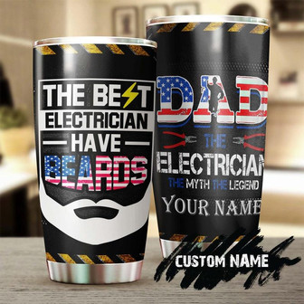 Beards Dad The Best Electrician Personalized Tumblerbirthday Christmas Father'S Day Gift For Electrician Dad Beard Dad From Son Daughter - Thegiftio