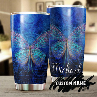 Beautiful Blue Glowing Butterfly Personalized Tumblerbirthday Gift Christmas Gift For Butterfly Lover For Her - Thegiftio UK