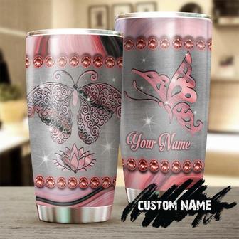 Beautiful Butterfly Lotus Mandala Personalized Butterfly Tumblerchristmas Gift Birthday Gift For Butterfly Lover For Her - Thegiftio UK