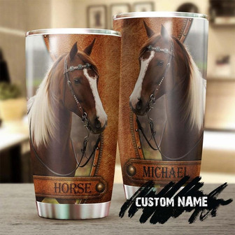 Beautiful Horse Leather Pattern Personalized Tumblergift For Horse Lover Horse Ridergift For Her Gift For Him - Thegiftio