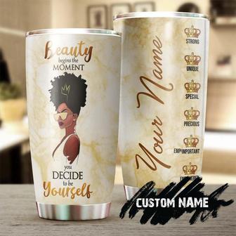 Gift For Black Women, Beauty Begins Moment You Decide To Be Yourself Personalized Stainless Steel 20oz Tumbler, Black Women Tumbler Birthday Gift Christmas Gift Black Women, Present - Thegiftio UK