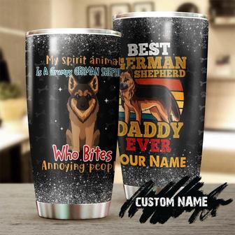 Best Dog Dad Ever Grumpy Dog Bite Annoying People Personalized Tumblerfather'S Day Gift German Shepherd Dad Gift For German Shepherd Lover - Thegiftio UK