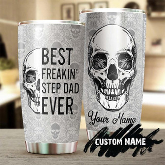 Best Freakin Step Dad Ever Skull Personalized Tumblerbirthday Christmas Father'S Day Gift For Step Bonus Dad From Daughter Son - Thegiftio UK