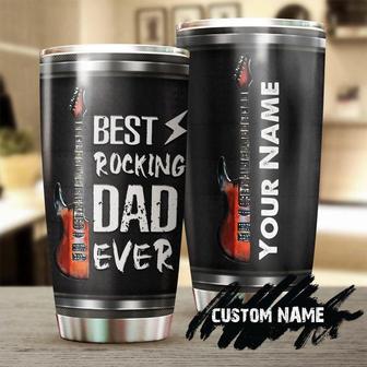Gift For Guitar Dad From Son Daughter, Best Rocking Dad Ever Tumbler 20oz, Guitar Bass Dad Personalized Tumbler, Birthday Christmas Father's Day - Thegiftio UK