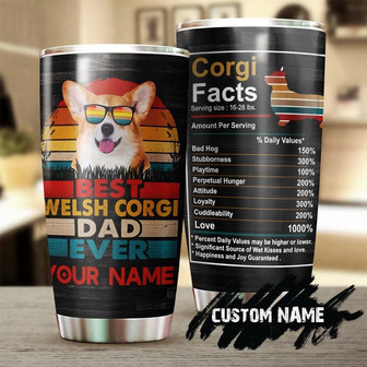 Best Welsh Corgi Dad Ever Personalized Tumblerfather'S Day Gift Corgi Dadgift For Dog Lovercorgi Lover Present - Thegiftio UK