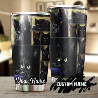 Black Cat Face Unique Personalized Tumblercat Tumbler Gift For Cat Mom Cat Dad Gift For Cat Lovercat Day Gift - Thegiftio
