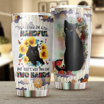 Black Cat I Am A Handful Tumblercat Tumbler Gift For Cat Mom Cat Dad Gift For Cat Lovercat Day Gift - Thegiftio