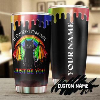 Black Cat Lgbt Just Be You Personalized Tumblerblack Cat Tumbler Gift For Cat Mom Cat Dad Gift For Cat Lovercat Day Giftlgbt Gift - Thegiftio UK