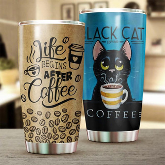 Black Cat Life Begins After Coffee Personalized Tumblercat Tumbler Gift For Cat Mom Cat Dad Gift For Cat Lover - Thegiftio