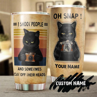 Black Cat Shoot People Photography Personalized Tumblercat Tumbler Gift For Cat Mom Cat Dad Gift For Cat Lover - Thegiftio