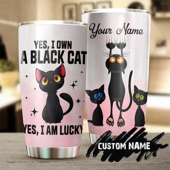 Black Cat Yes I Own I Am Lucky Cool Cat Personalized Tumblerfancy Funny Cat Tumbler Gift For Cat Mom Cat Dad Gift For Cat Lover - Thegiftio UK