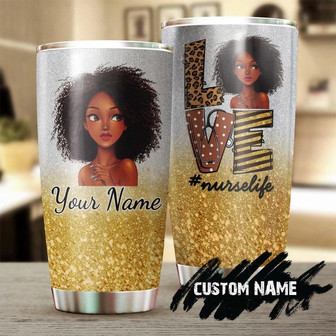 Black Nurse Gold Glitter Personalized Nurse Tumblerfunny Nurse Tumblerappreciation Nurse Giftnurse Thank You Giftgift For Nurse - Thegiftio UK