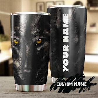 Black Wolf Personalized Stainless Steel Tumbler Wolf Lover Tumbler Birthday Gift Gift For Her Gift For Him Unique Present - Thegiftio UK