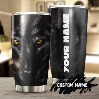 Black Wolf Personalized Stainless Steel Tumbler Wolf Lover Tumbler Birthday Gift Gift For Her Gift For Him Unique Present - Thegiftio