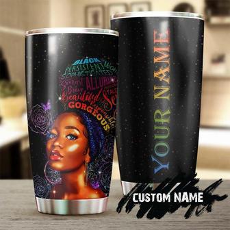 Custom Name Black Woman Tumbler Gift, Black Woman Gorgeous Beautiful Hair Personalized Tumbler black Women Tumbler Birthday Gift Christmas Gift Black Women Present - Thegiftio UK