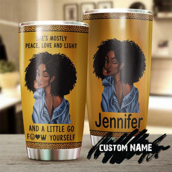 Black Woman Peace Love Light Personalized Tumblerblack Women Tumbler Birthday Gift Christmas Gift Black Womenbw Present - Thegiftio
