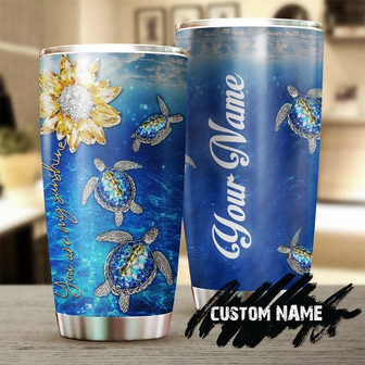 Blue Turtle Jewelry Sunflower You Are My Sunshine Personalized Tumbler Turtle Present Unique Birthday Gift Christmas Gift For Turtle Lover - Thegiftio UK