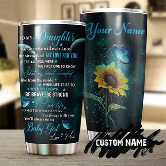 Blue Twinkle Butterfly Above Sunflowerto My Daughter Personalized Tumblersunflower Tumblergift Turtle Lovergift For Daughter From Mom - Thegiftio UK