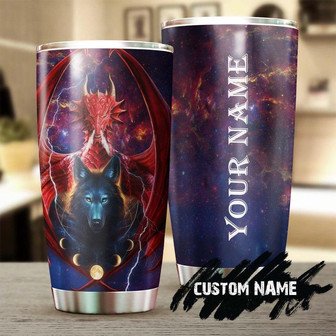 Blue Wolf Red Personalized Tumbler Wolf Lover Tumbler Birthday Gift Gift For Her For Him Unique Present - Thegiftio