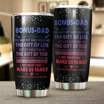 Gift For Step Dad Bonus Dad, Bonus Dad Heart Make Us Family Stainless Steel 20oz Tumbler birthday Christmas Father's Day From Daughter Son - Thegiftio UK