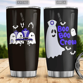 Boo Boo Crew Happy Halloween Patterns Boo Ghost Scary Pumpkin Trick Or Treat Halloween Stainless Steel Tumbler - Thegiftio UK