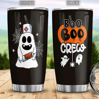 Boo Boo Crew Happy Halloween Patterns Boo Ghost Scary Pumpkin Trick Or Treat Halloween Stainless Steel Tumbler - Thegiftio UK
