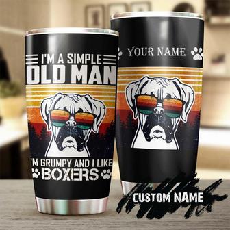 Boxer A Simple Old Man Boxer Lover Personalized Tumbler Gift For Boxer Dog Dad Boxer Dog Grandpagift For Boxer Lover Gift - Thegiftio UK